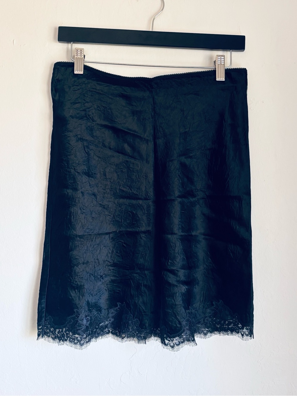 J.Crew Textured Black Lace-Hem Slip Skirt, Sz Small - Picture 6 of 7